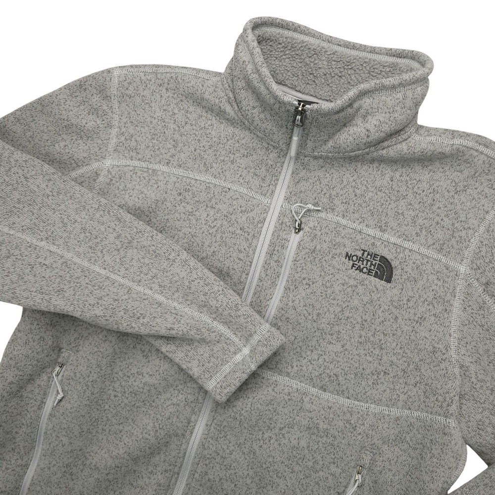 The North Face Sweater Fleece Jacket Mens L Gray Full Zip Fleece Pockets